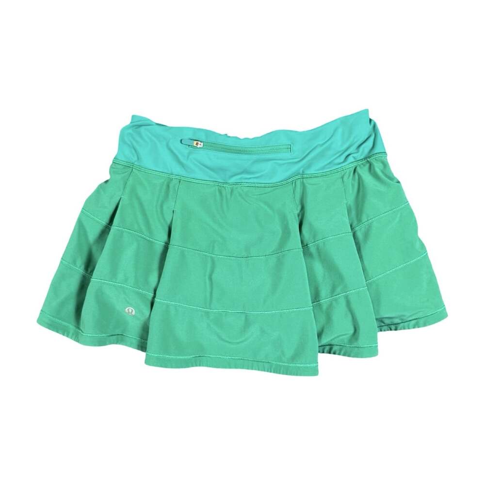 Lululemon Women’s Green Solid Pull-On Athletic Skort 6 Tennis Golf Zip Pocket